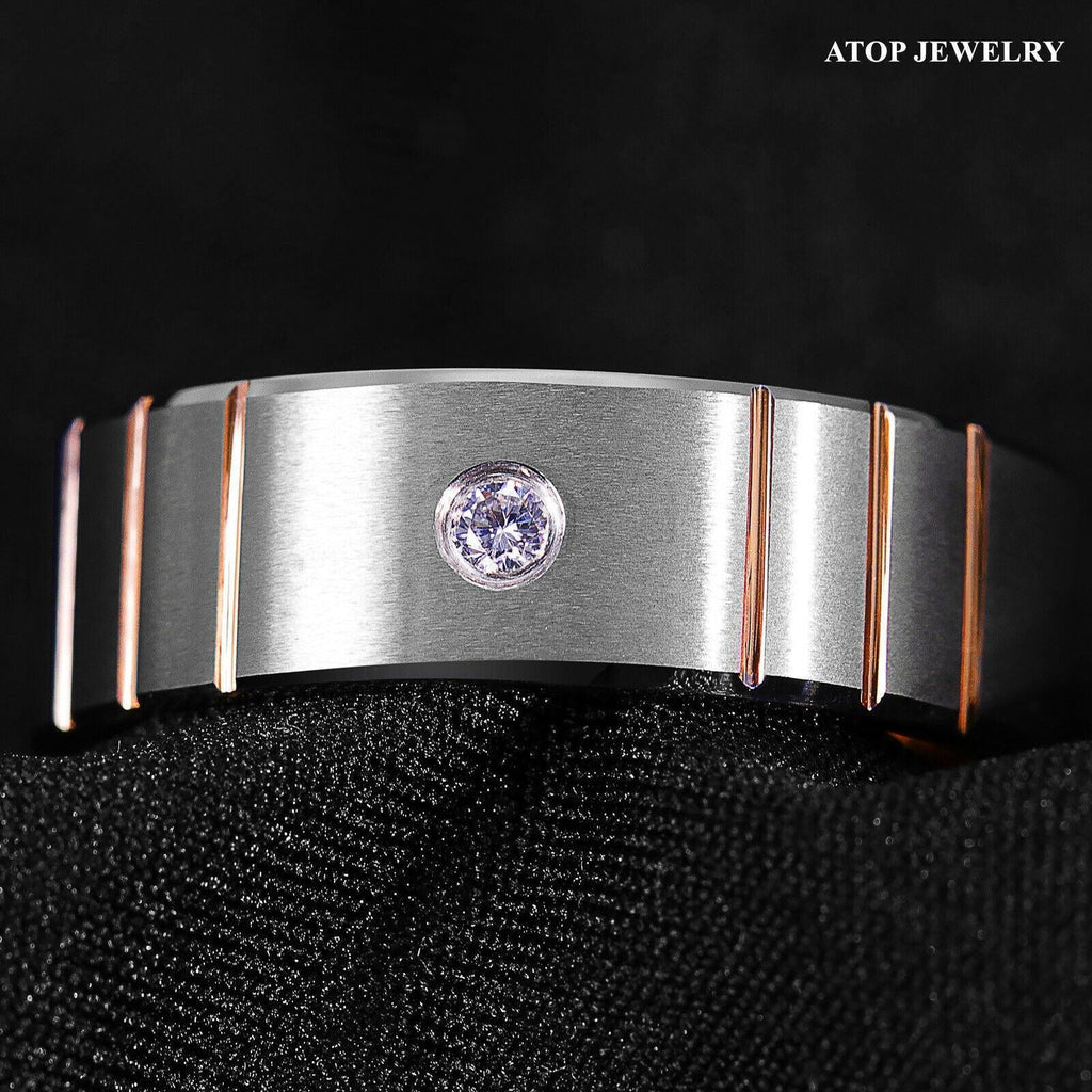 6mm Brushed Silver Rose Gold Tungsten Rings H867967
