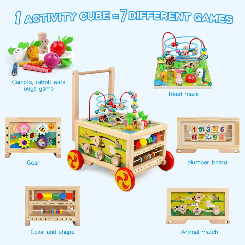 Wooden Activity Cube 7-in-1 Montessori Educational Toy C417