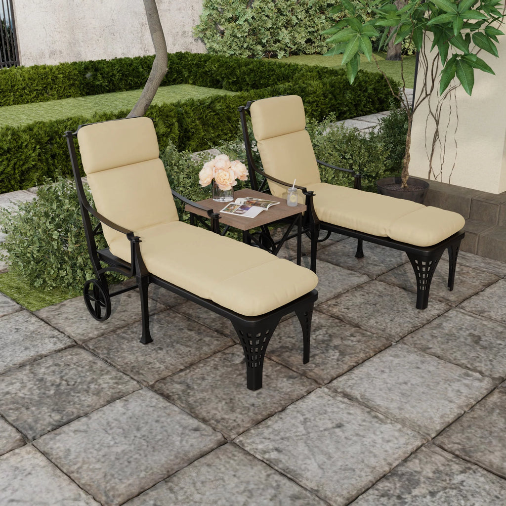 Antique Beige Rectangular Outdoor Chaise Lounge Cushion P2235