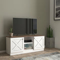 Industrial Wooden TV Stands with Cable Management and Shelves S337830