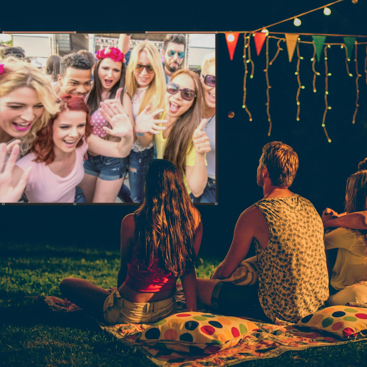 White Indoor/Outdoor Folding Projector Screen L4885