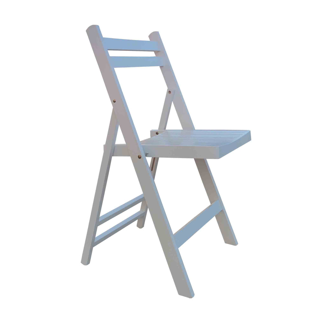 Chaises pliantes en bois à lattes, Blanc, lot de 4 G918580