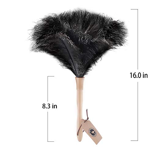 Black 16" 2Pieces Ostrich Feather Duster with Wooden Handle O403