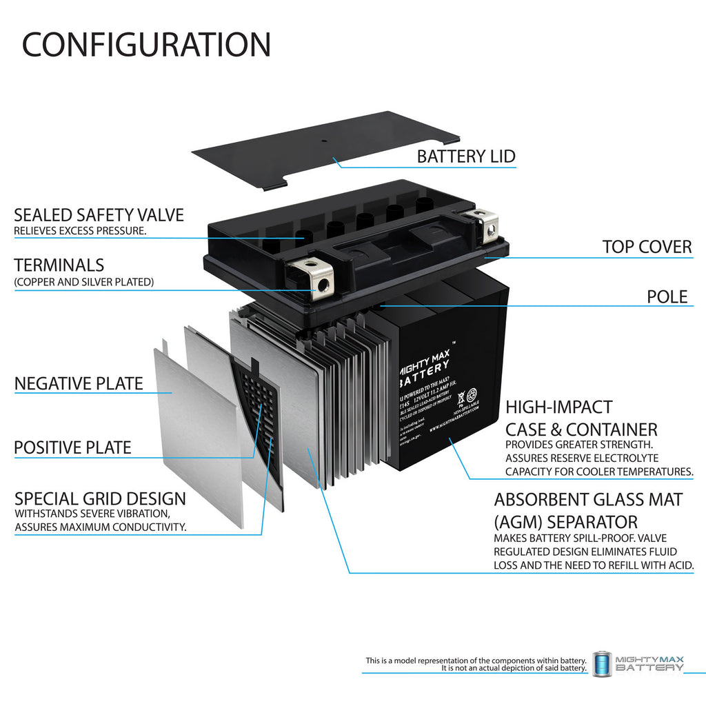 12 Volt 11.2 AH Rechargeable SLA AGM Motorcycle Battery A554