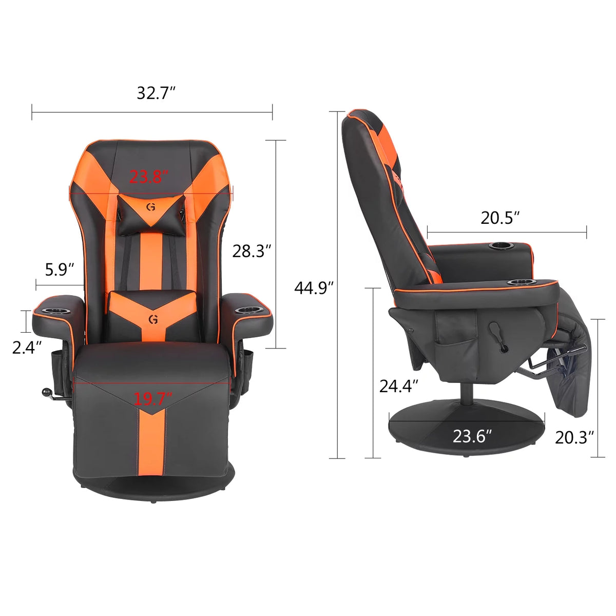 Black Orange Ergonomic Gaming Chair with Footrest G84447