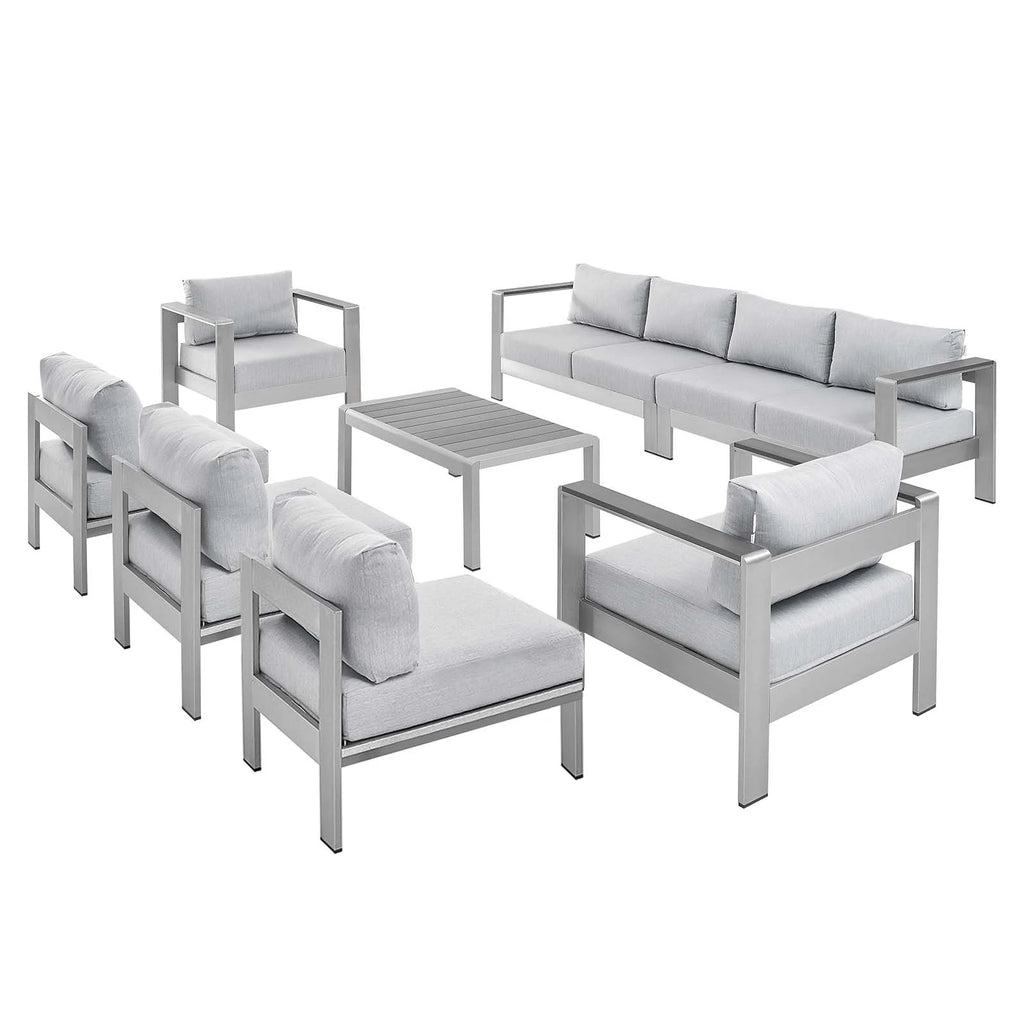 8 Piece Outdoor Patio Sectional Sofa Set in Silver Gray G67454