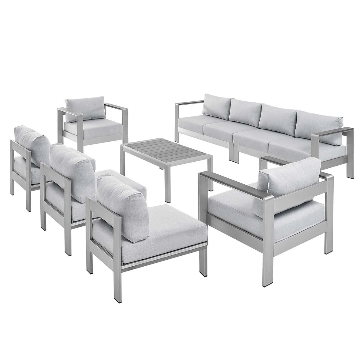 8 Piece Outdoor Patio Sectional Sofa Set in Silver Gray G67454