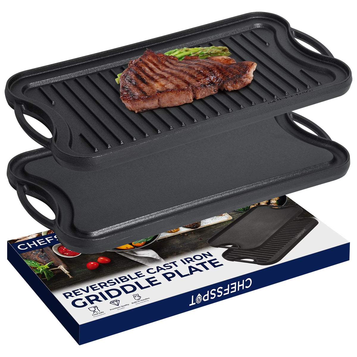 Preseasoned Cast Iron Reversible Griddle Plate Pan B799