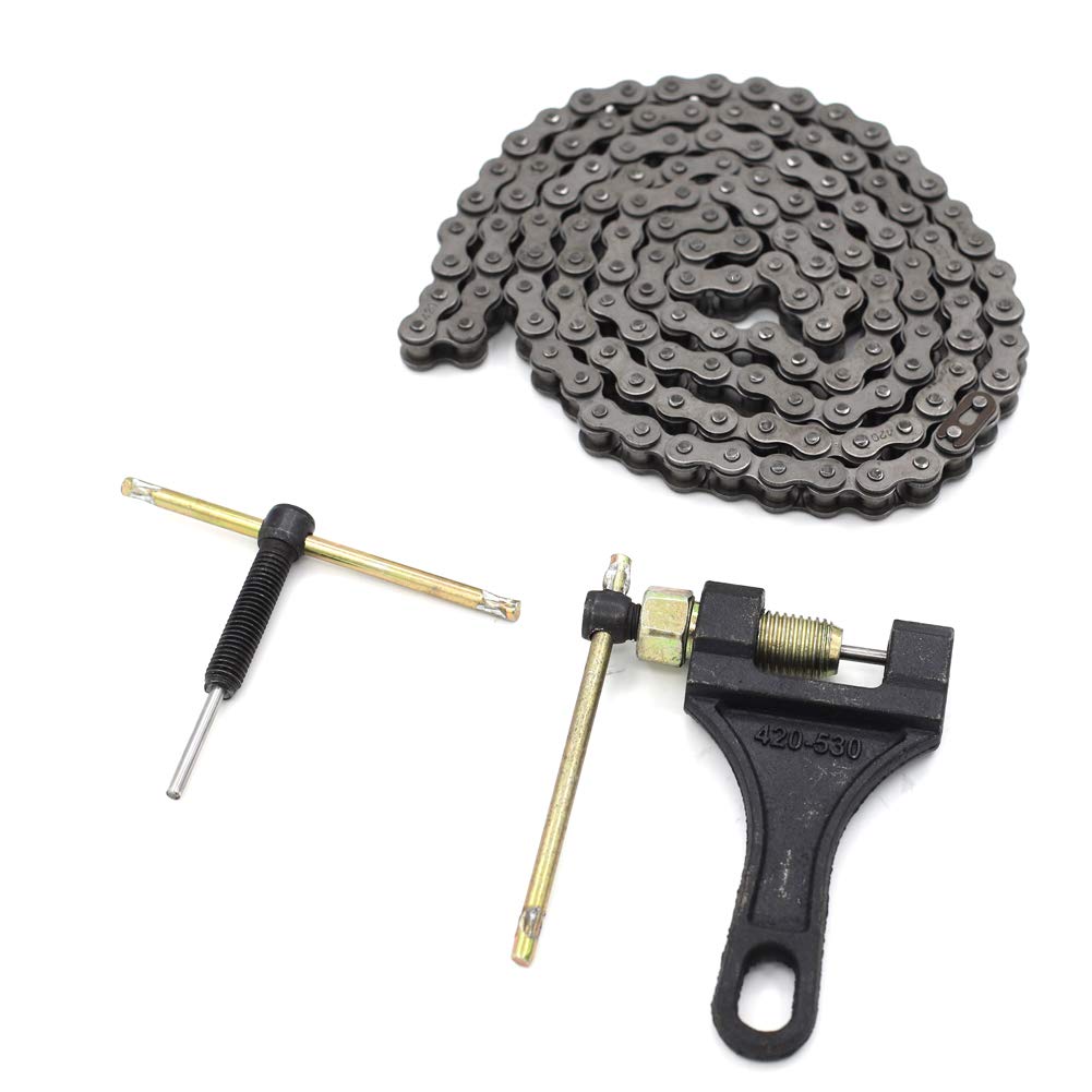 420 Roller Chain 132 Link with Chain Breaker, Pack of 2 H693