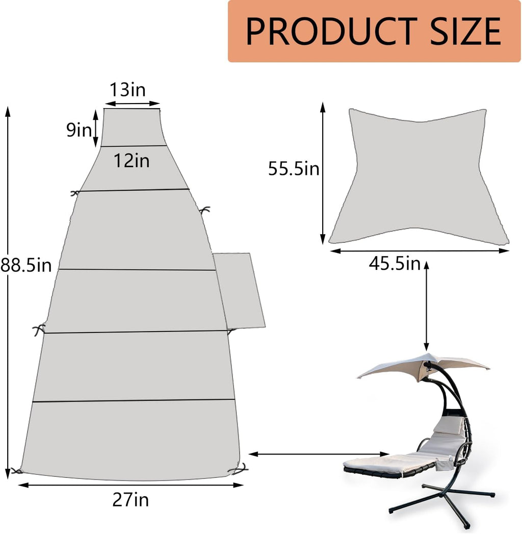 Khaki Outdoor Hanging Lounge Chair Replacement Cushion Cover W53682