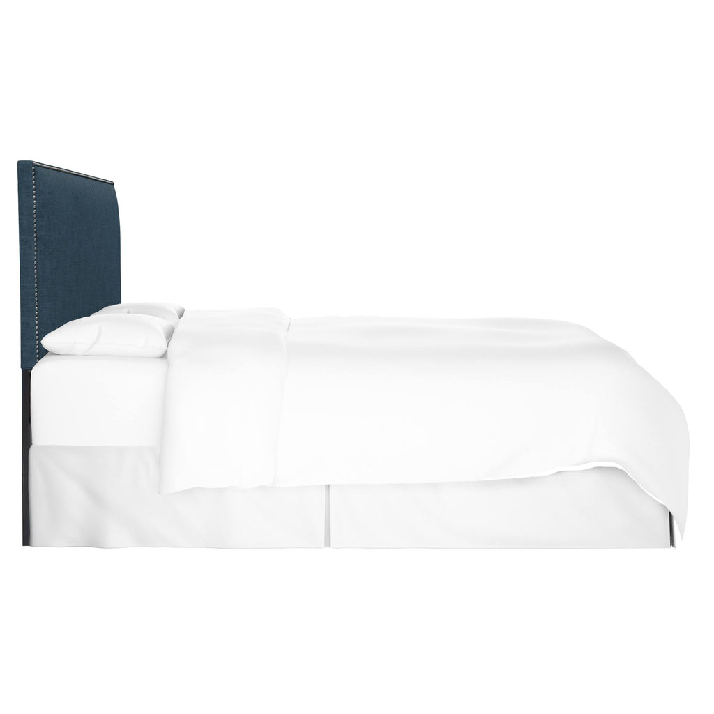 Dark Navy Linen Headboard with Pewter Nailbuttons F1994