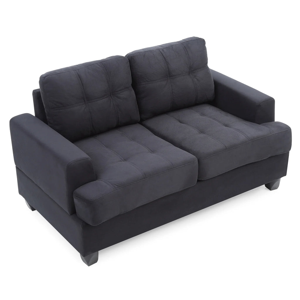 Black Microsuede Loveseat E4795