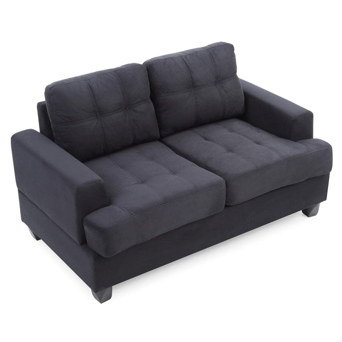 Black Microsuede Loveseat E4795