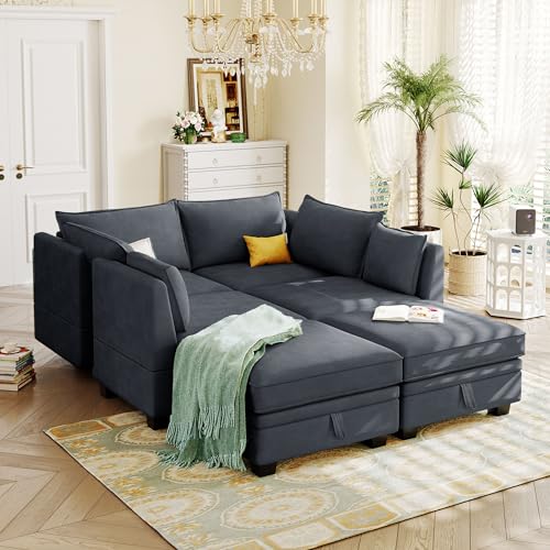 Beige Chenille 2 Piece L-Shape Modular Sectional Sofa I306