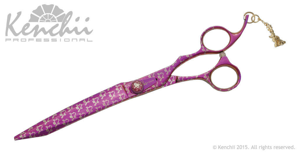Pink Poodle 8 inch Curved Offset Handle Semi-Convex Scissor V473297