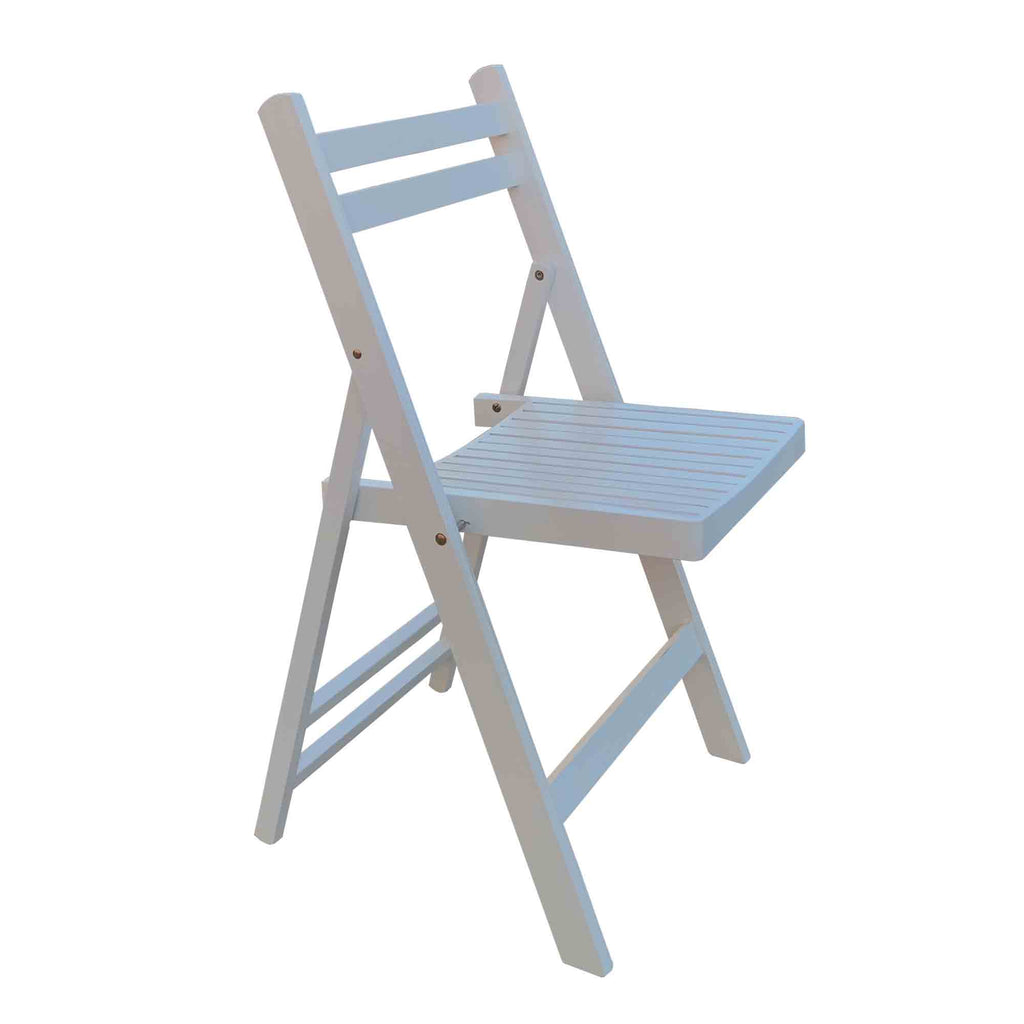 Chaises pliantes en bois à lattes, Blanc, lot de 4 G918580