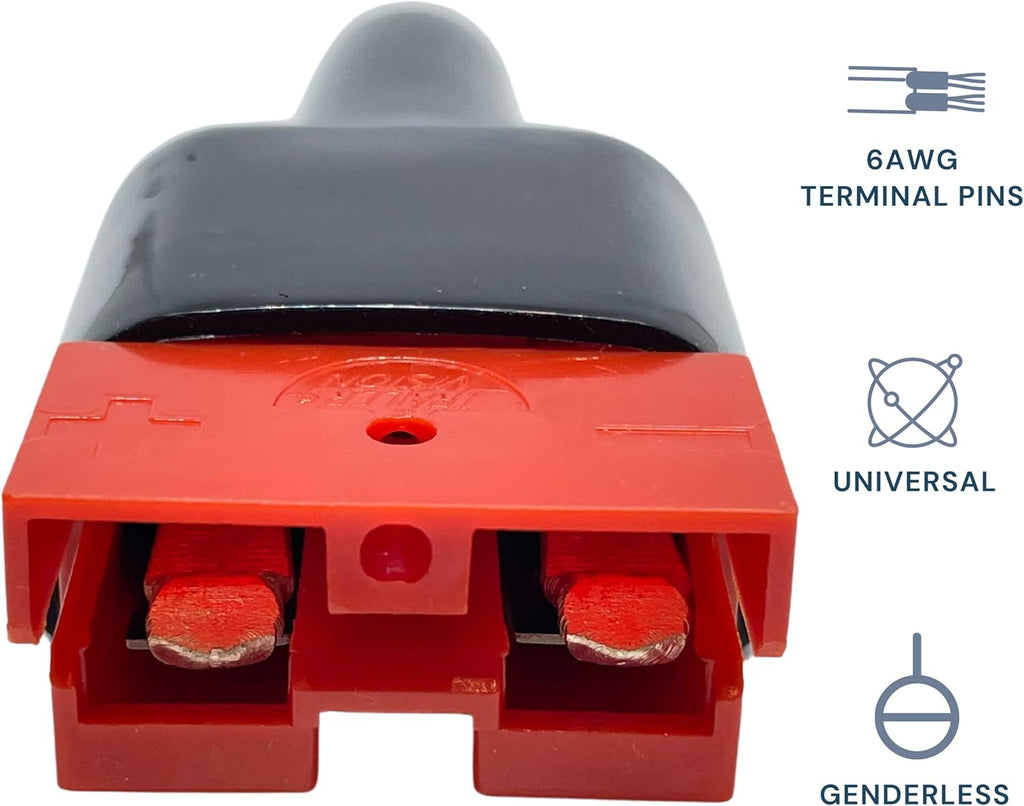 50A Anderson Connector with Dust Cable Sheath Cover, Red 6 pcs E15186