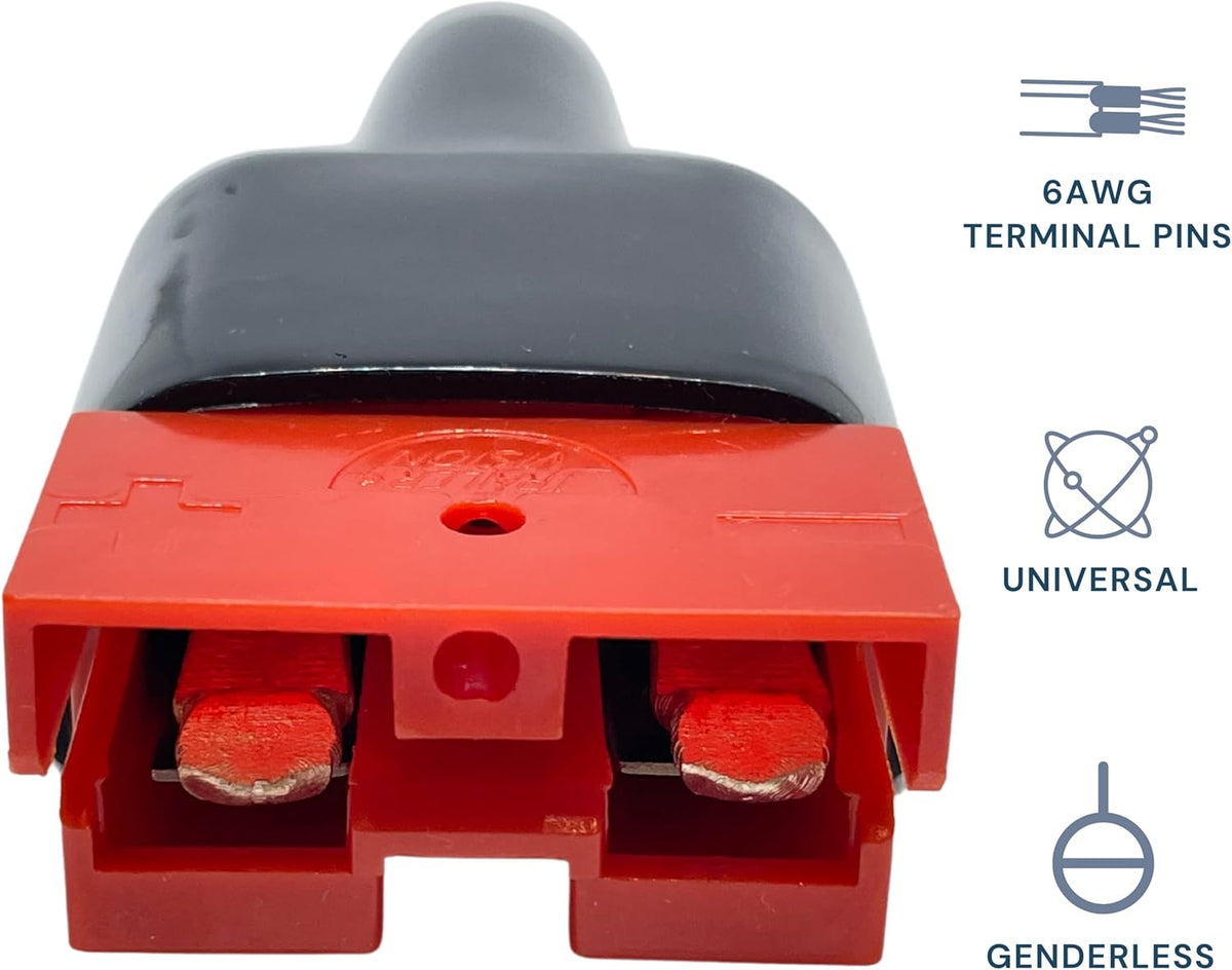 50A Anderson Connector with Dust Cable Sheath Cover, Red 6 pcs E15186
