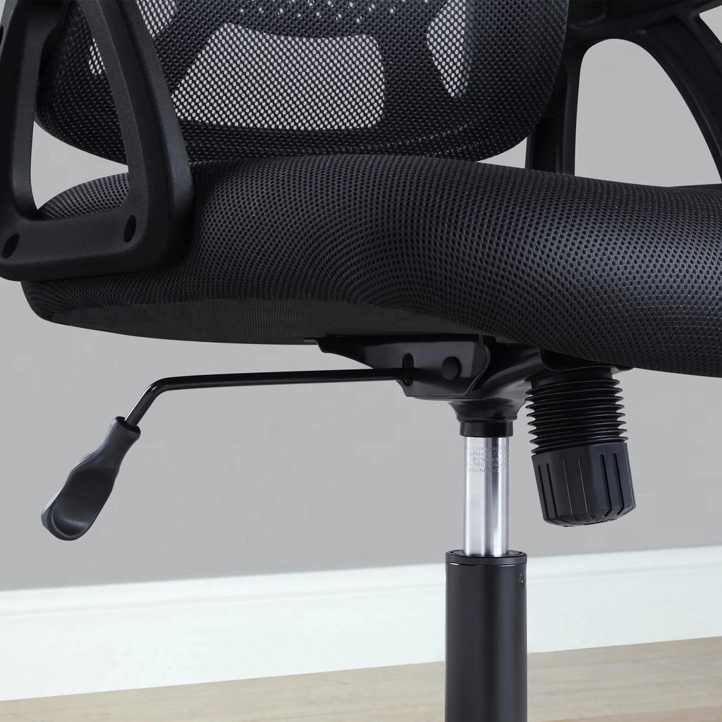 Black Fabric Ergonomic Office Chair with Adjustable Headrest R65079