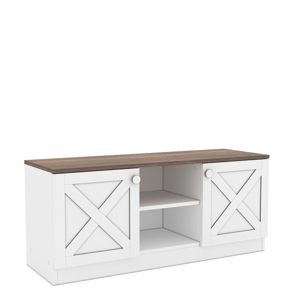Industrial Wooden TV Stands with Cable Management and Shelves S337830