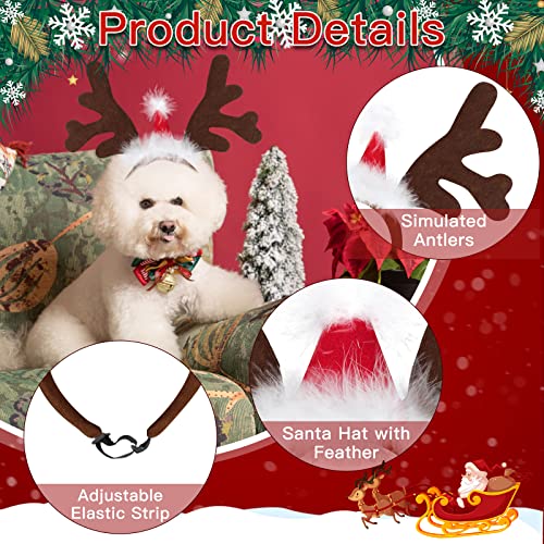 Dog Christmas Antler Headband with Santa Hat X130034