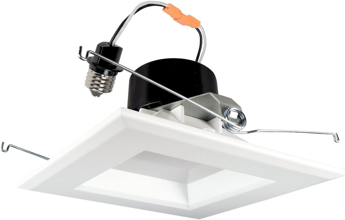 5-inch Square LED Retrofit Downlight Recessed Housings, White Smooth Trim, Dimmable, 16W 1200 Lumens 120W Eqv. CRI 90 Wet Location, Warm White 3000k X992192