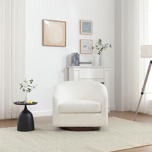 Oversized 360 Swivel Barrel Chair with Wood Base in Brown N646725
