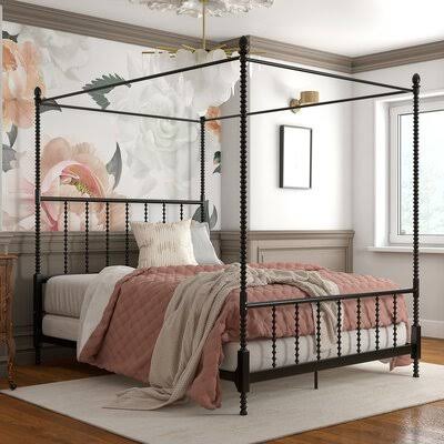 Black Queen Metal Canopy Bed P6567