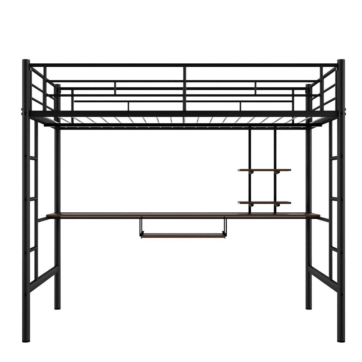 Full Bed with Keyboard Tray, 2 Shelves and Desk S49289