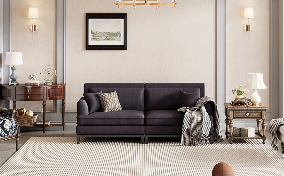 Grey Upholstered Loveseat Sofa with 2 Pillows M390834