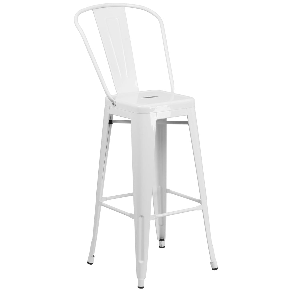 White Metal Barstool 2 Stools G105795