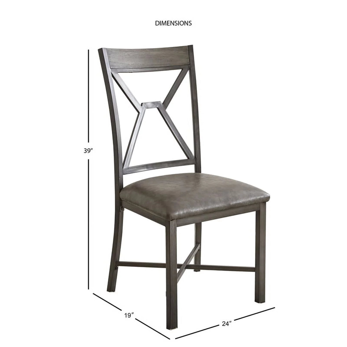Gray Faux Leather Dining Side Chair S6215