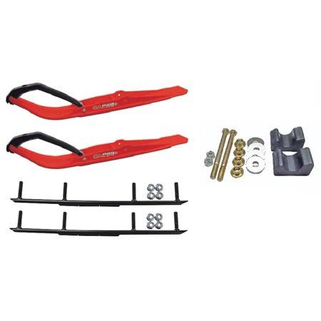 Red Razor Snowmobile Skis with 6 inch Round Bars Complete Kit R833974
