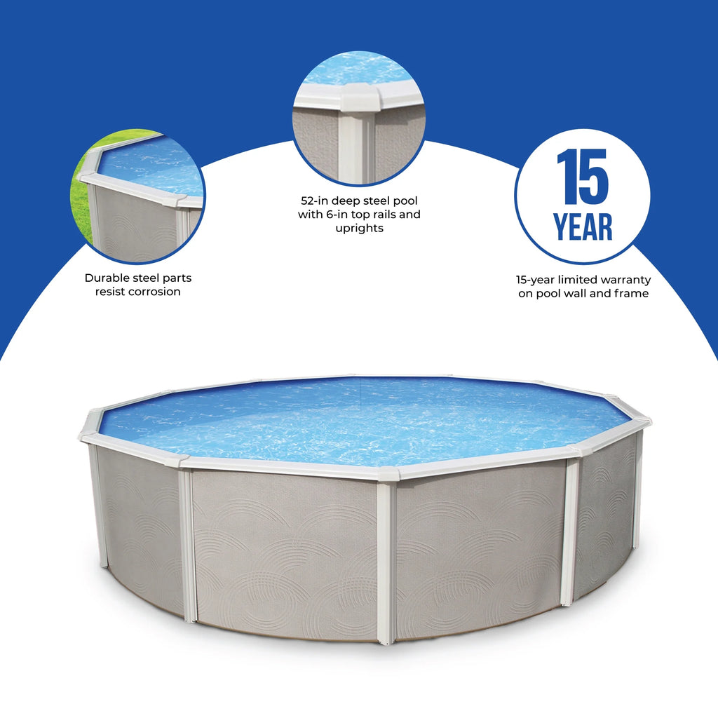 24-ft Round 52-in Deep Metal Wall Swimming Pool X102