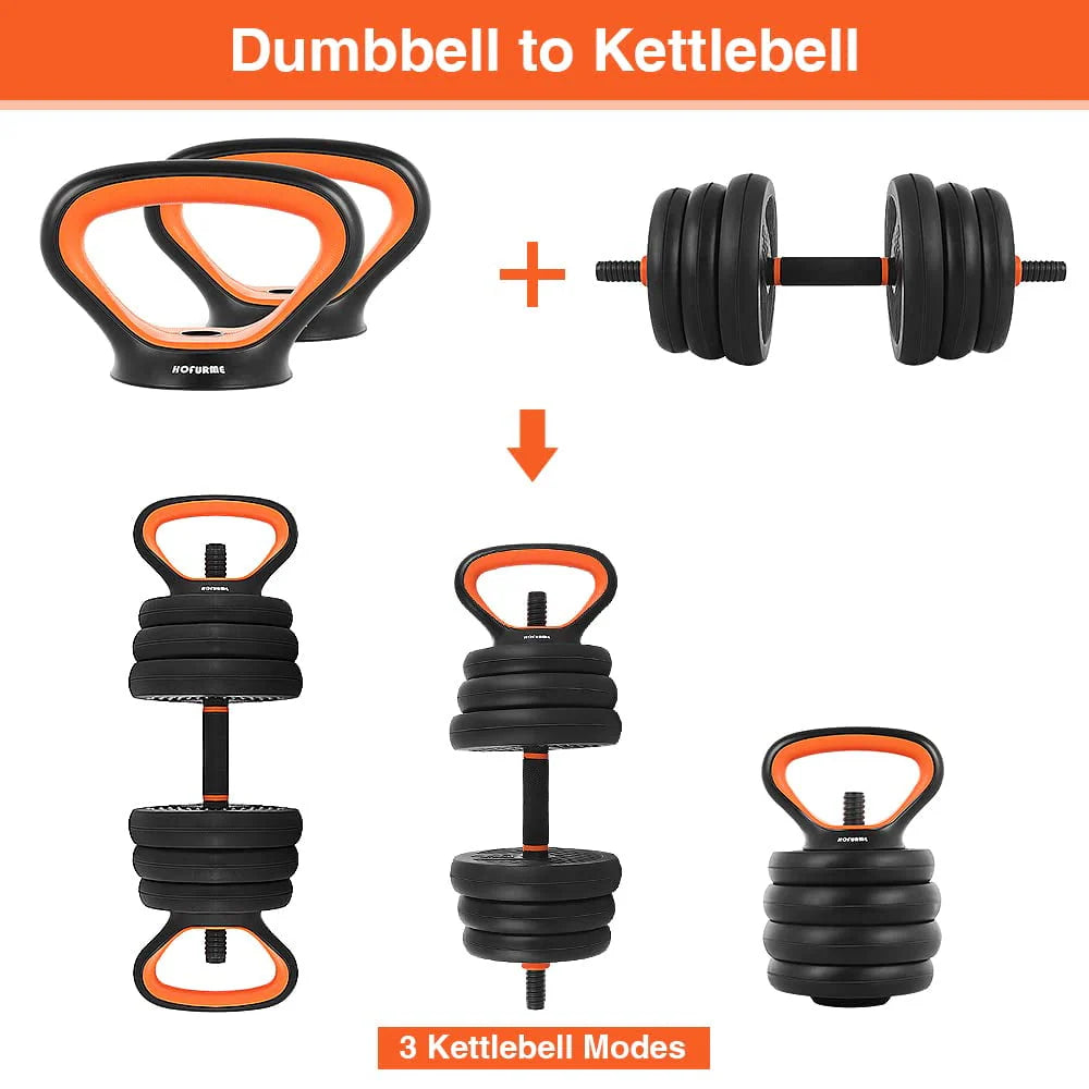 55lb Adjustable Dumbbell, Barbell, and Kettlebell Set A726