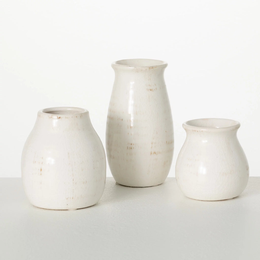 Set of 3 Petite Ceramic Vases White J73447