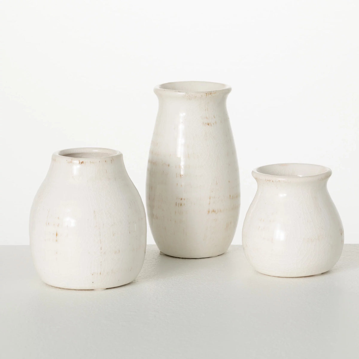 Set of 3 Petite Ceramic Vases White J73447