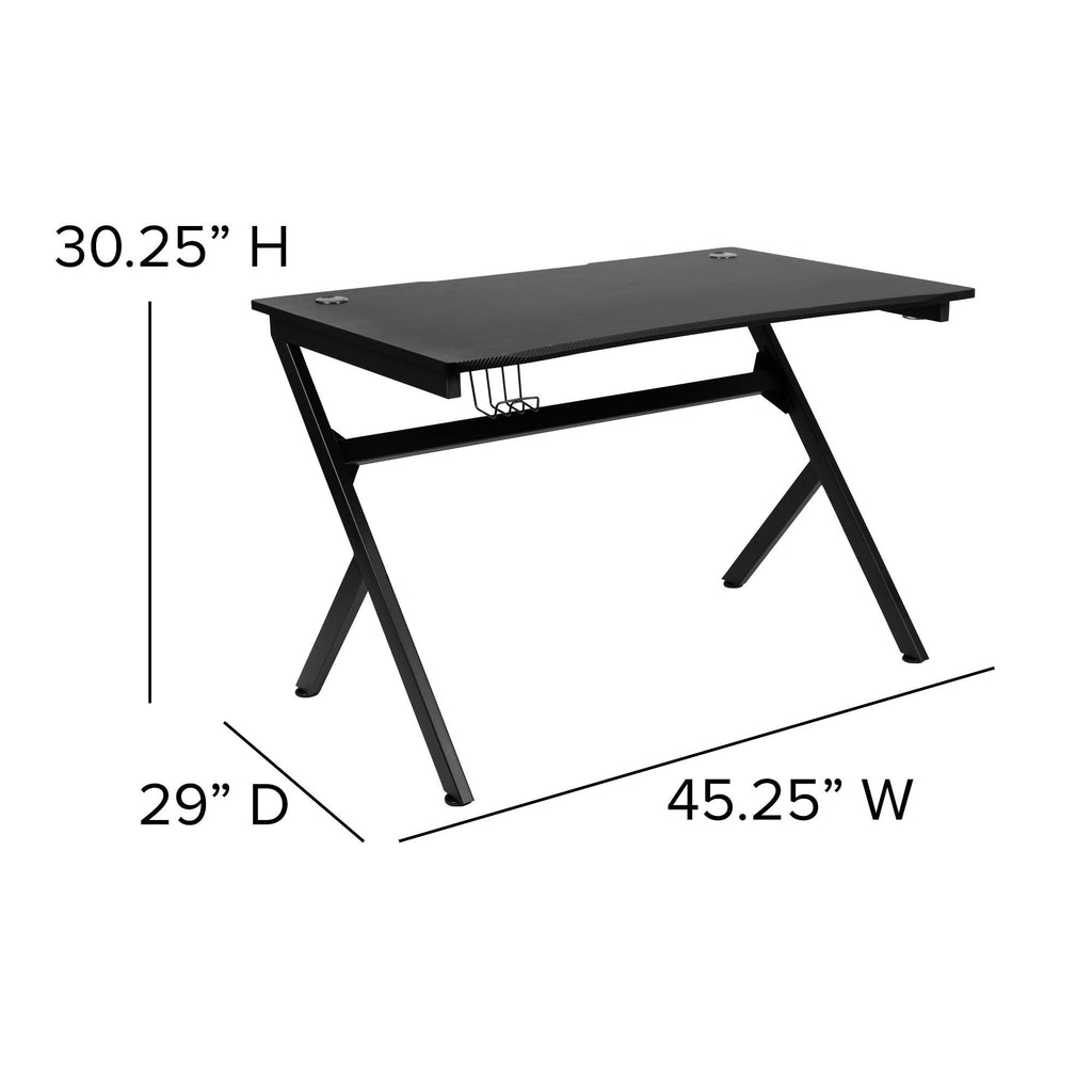 Black Gaming Desk and Racing Chair Set with Cup Holder U918238