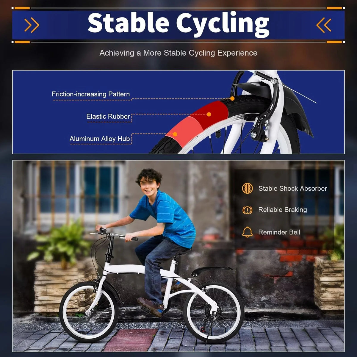 White Folding Bike 6 Speed Gears with Mudguard S4059