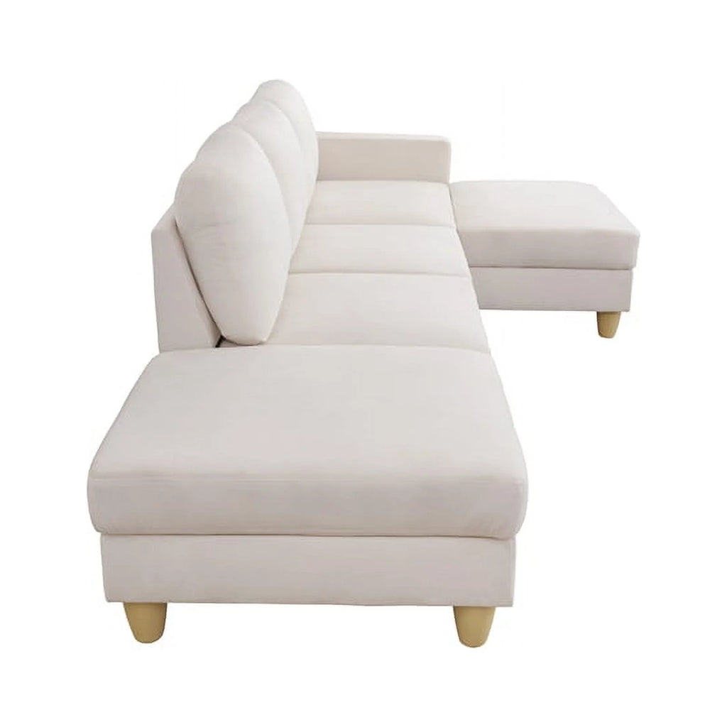 White Microfiber L Shaped 2-Piece Sofa Set S28601