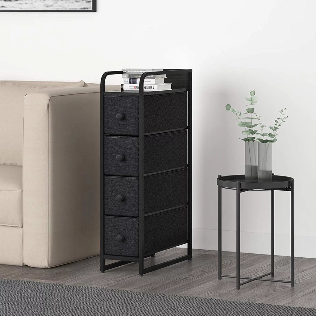Black Grey 4 Drawer Narrow Dresser V713146