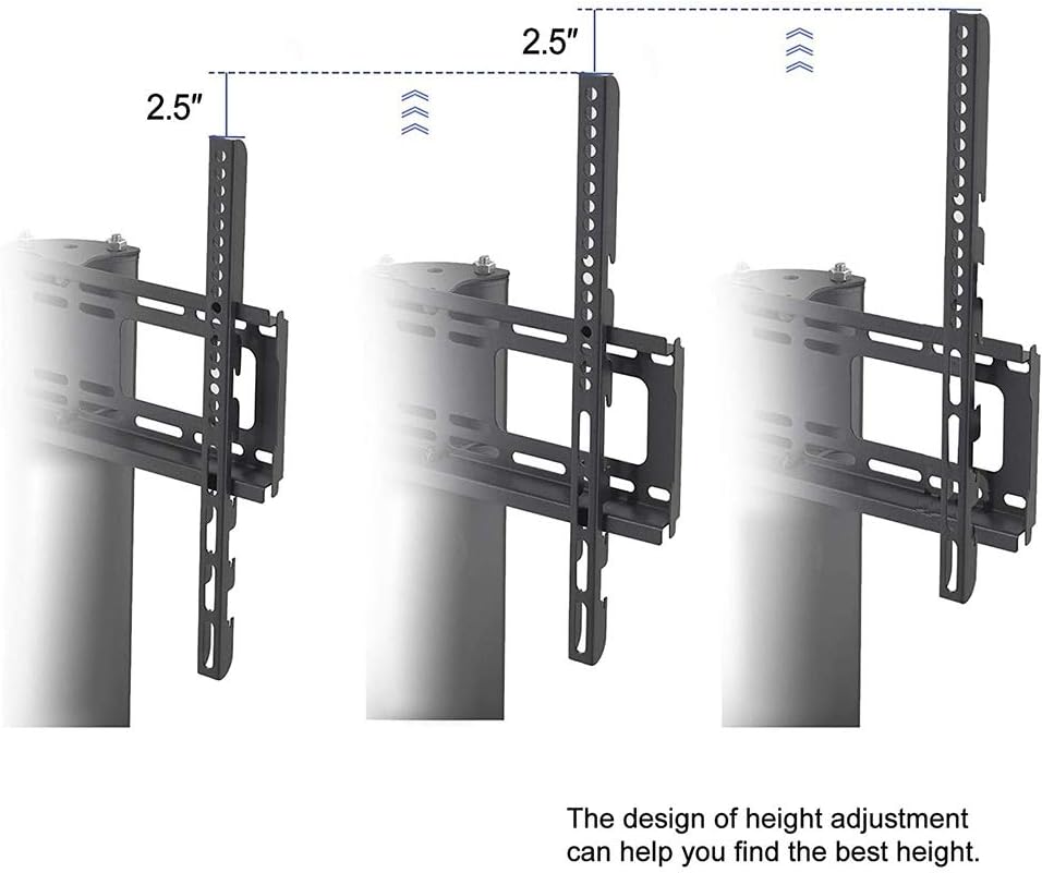 Angle and Height Adjustable Black Tempered Glass TV Stand Y497086
