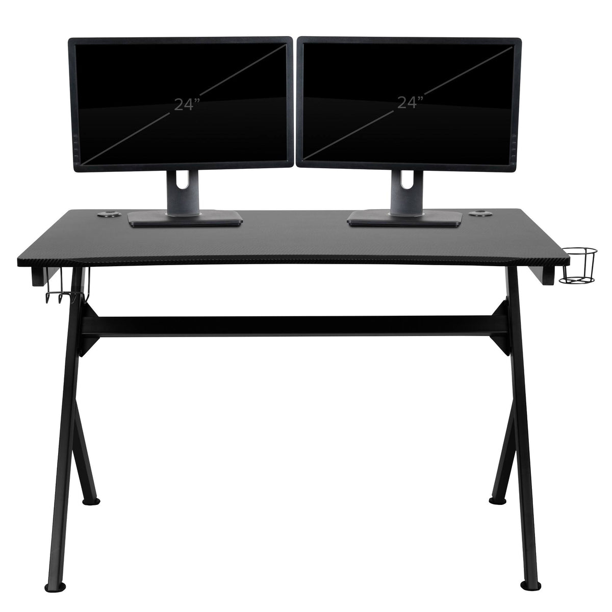 Black Gaming Desk and Racing Chair Set with Cup Holder U918238