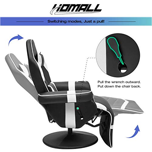 Black Pu Leather Ergonomic Reclining Gaming Sofa Chair with Footrest A718