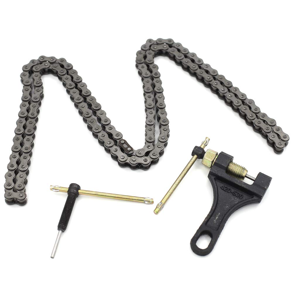 420 Roller Chain 132 Link with Chain Breaker, Pack of 2 H693