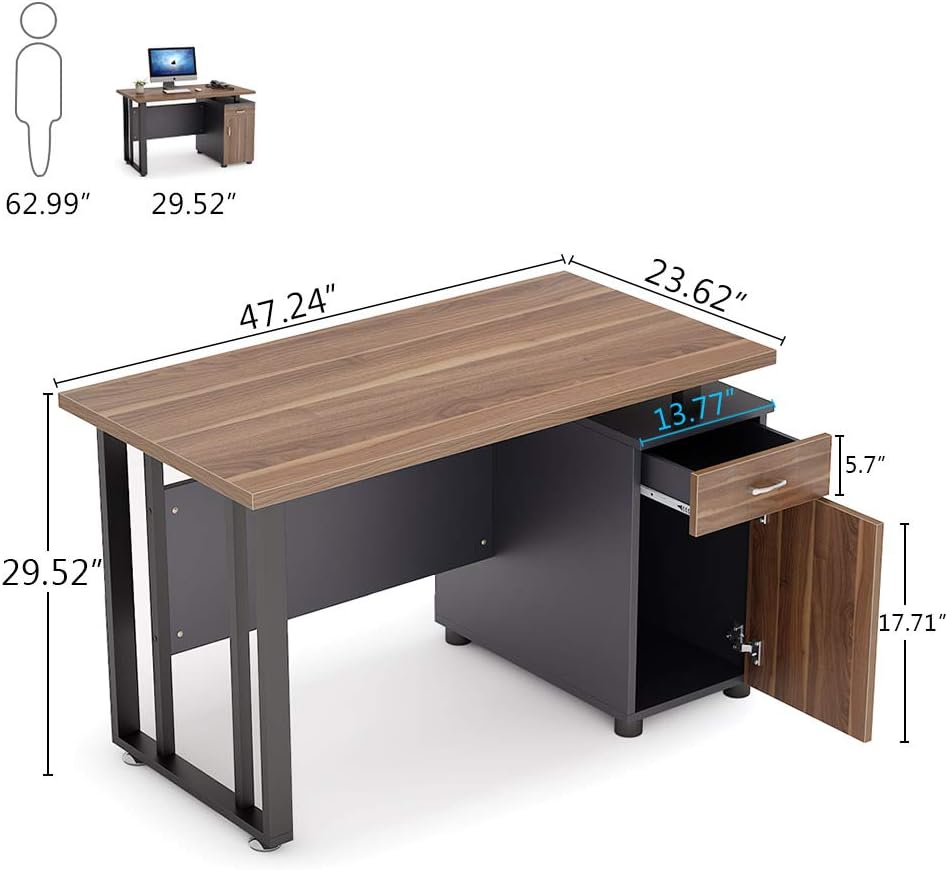 47 inch Computer Desk with Storage Drawer and Cabinet G266572