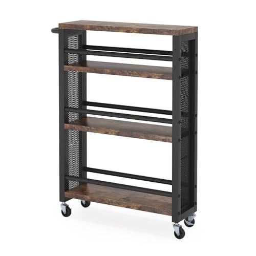 Black 4-Tier Slim Rolling Storage Cart I4923
