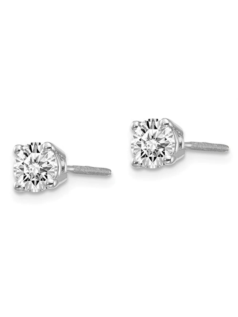 14K White Gold Diamond Solitaire Stud Earrings with Screwbacks G62625