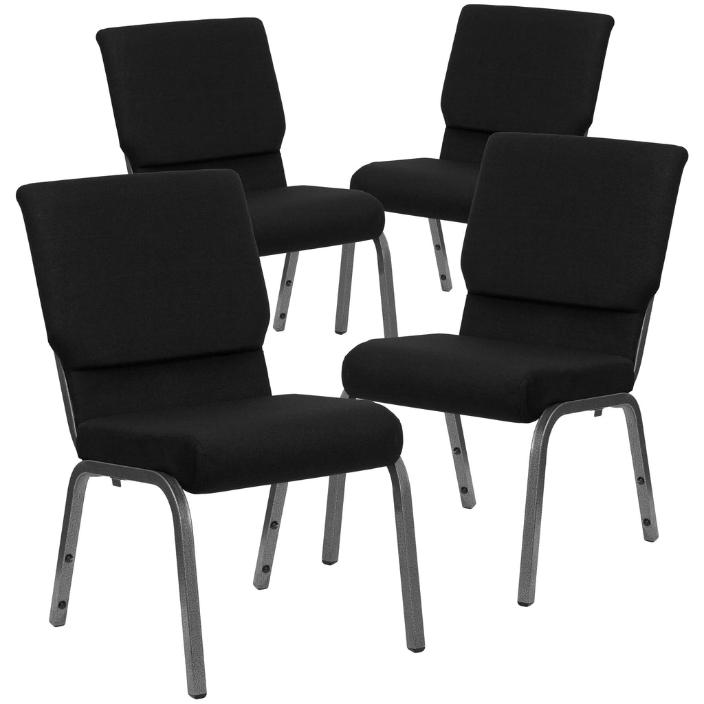 4pk 18.5 inch Navy Blue Fabric Stacking Church Chair H53598
