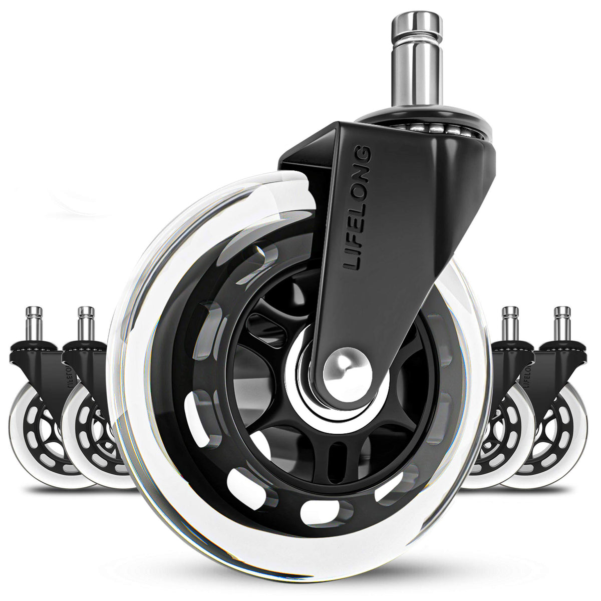 Office Chair Wheels Replacement Rubber Casters Set M7906